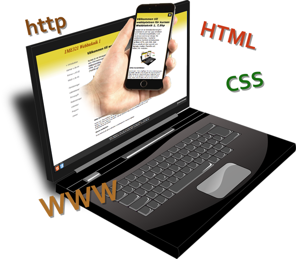 dator och mobil med texterna http, HTML, CSS och WWW